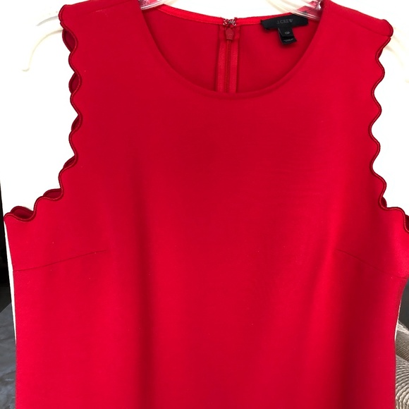 J Crew Red Scalloped Sleeveless Top Size 12 Petite - Picture 2 of 7